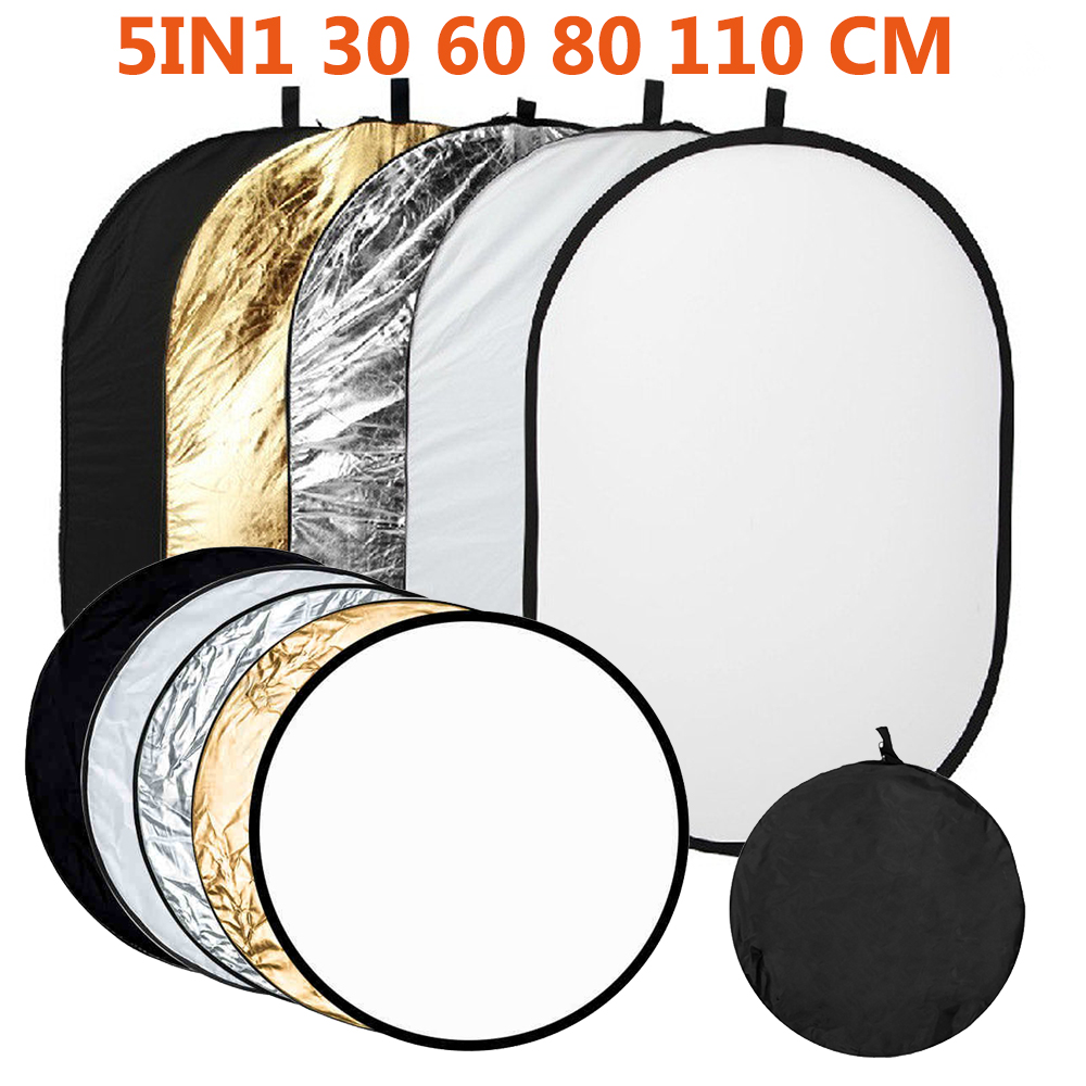 Reflector 5 In 1 110Cm - 写真撮影用の5-in-1ポータブル反射板,110/80/60-30cm,写真スタジオ用アクセサリー