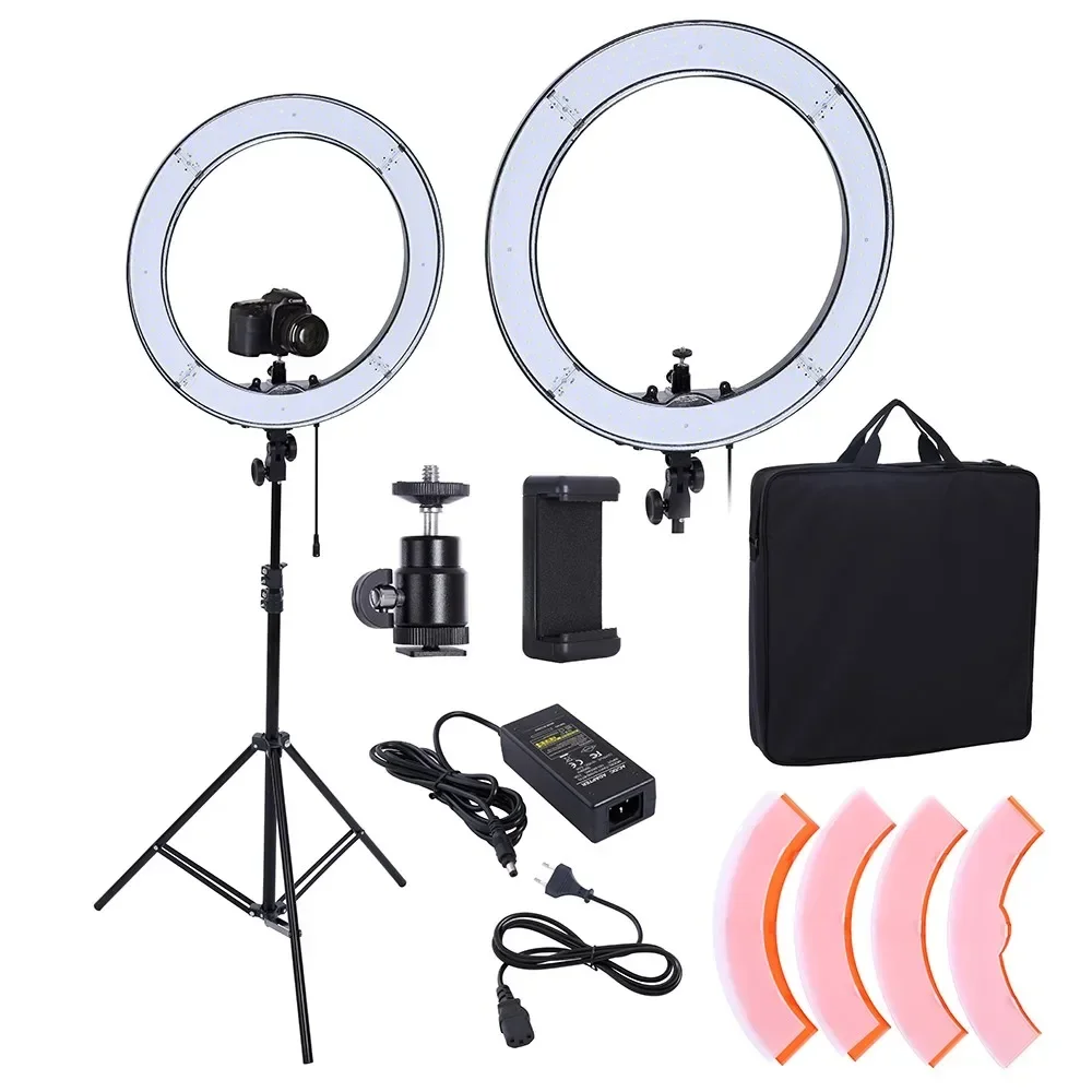 Ring Light 18 Inch Studio - 18インチ（48cm）LEDリングライト、スタジオ撮影照明、メイクアップリングライト（ミラー付き）、ライブ配信用