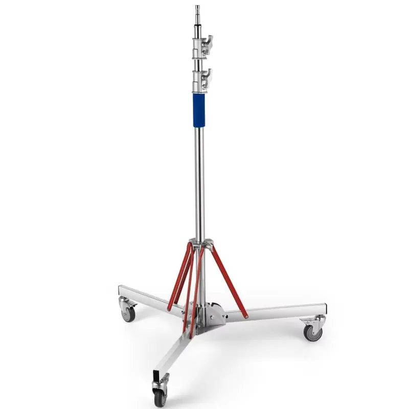 Studio Light Stand 3M Heavy Duty - 車輪付きで高さ調節可能なC型スタンド三脚。頑丈な3mステンレス製ブラケットで、写真・ビデオ撮影用の照明スタジオ機材を支えます。