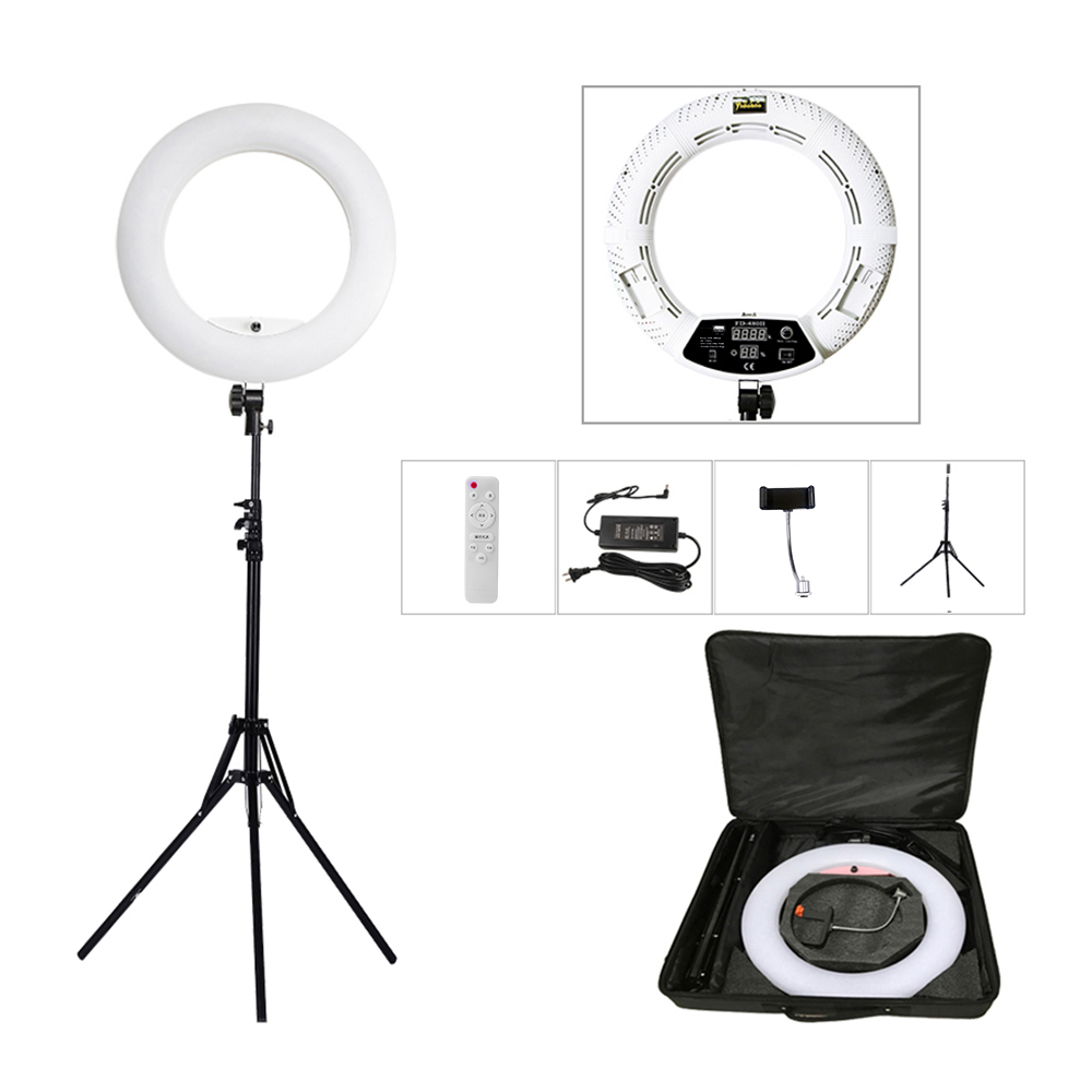 Ring Light 18 Inch Studio - 18インチリングライトランプ、三脚付き、96Wセルフィーライト、美容サロン、タトゥー、Yidoblo FD480、フォトスタジオ、ビデオライト、CRI95+
