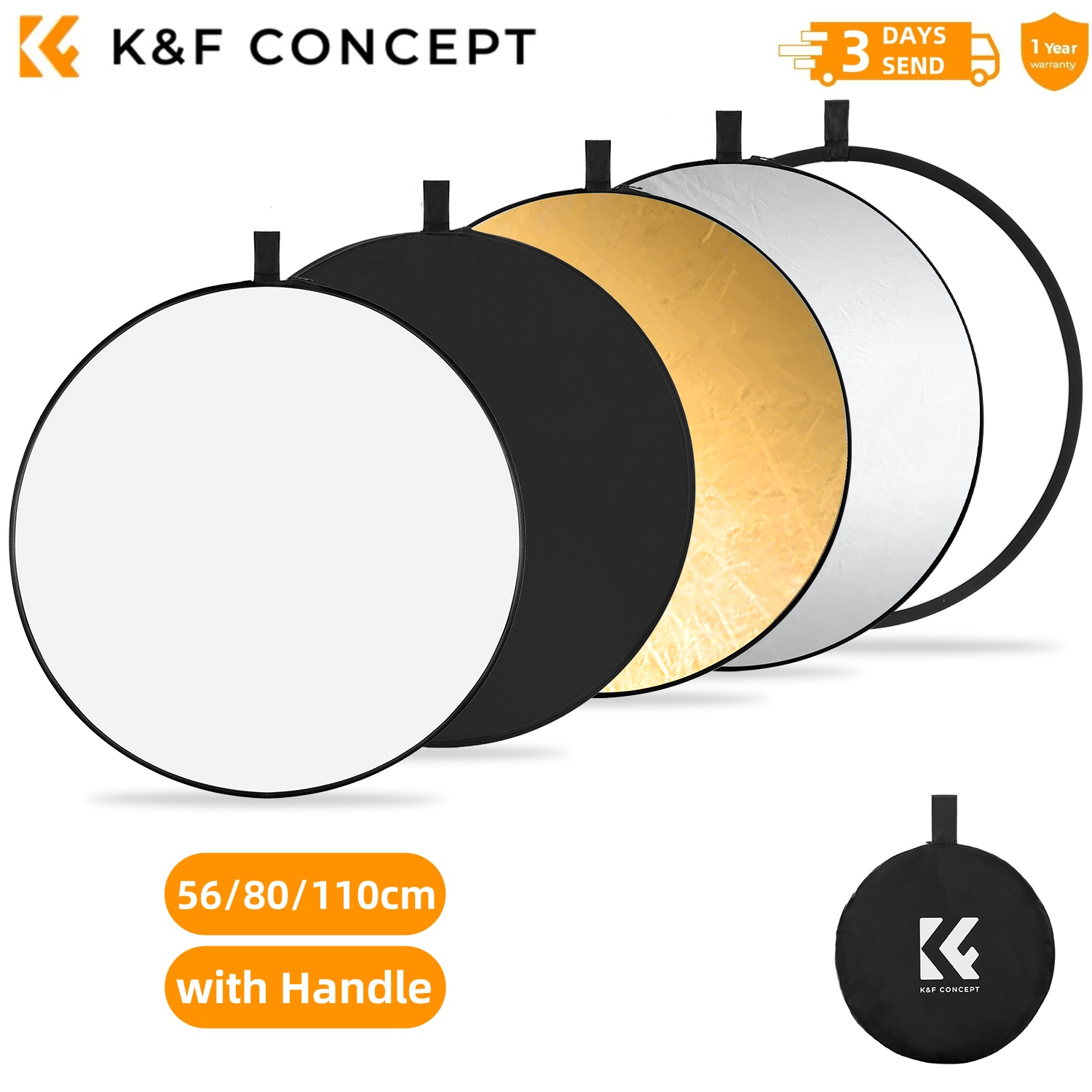 Reflector 5 In 1 110Cm - K&F CONCEPT 56/80/110cm 5-in-1 撮影用遮光テントアクセサリー 円形リフレクター