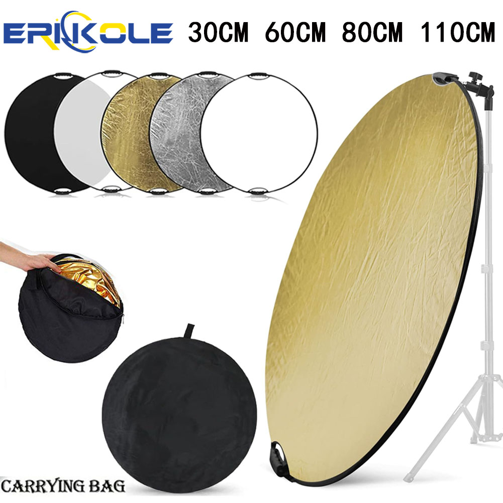 Reflector 5 In 1 110Cm - 5-in-1 写真用リフレクターキット - スタジオ/YouTube/屋外撮影用の折りたたみ式ライトディフューザー、フィルソフト&バウンス照明付き
