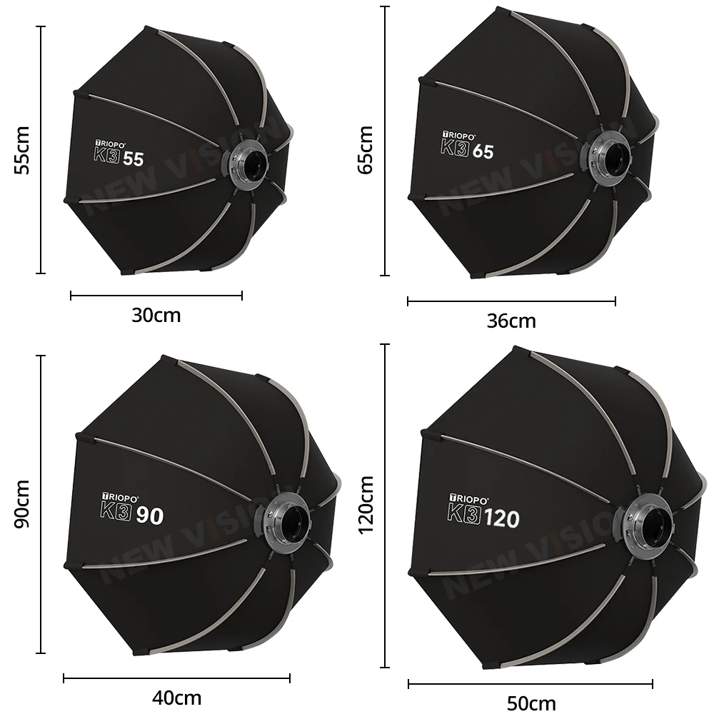 TRIOPO K3シリーズ 65cm 90cm 55cm 1 - Softbox 120Cm Octagon のレビューと価格