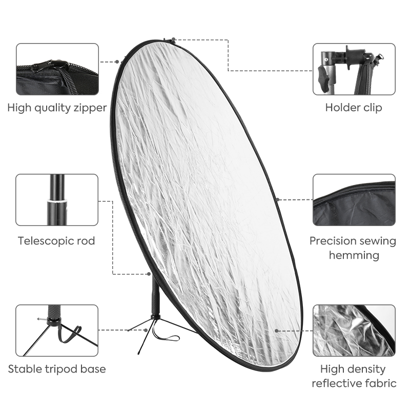 ポータブル折りたたみ式フォトライト,リフレクター,キャリング - Reflector 5 In 1 110Cm のレビューと価格