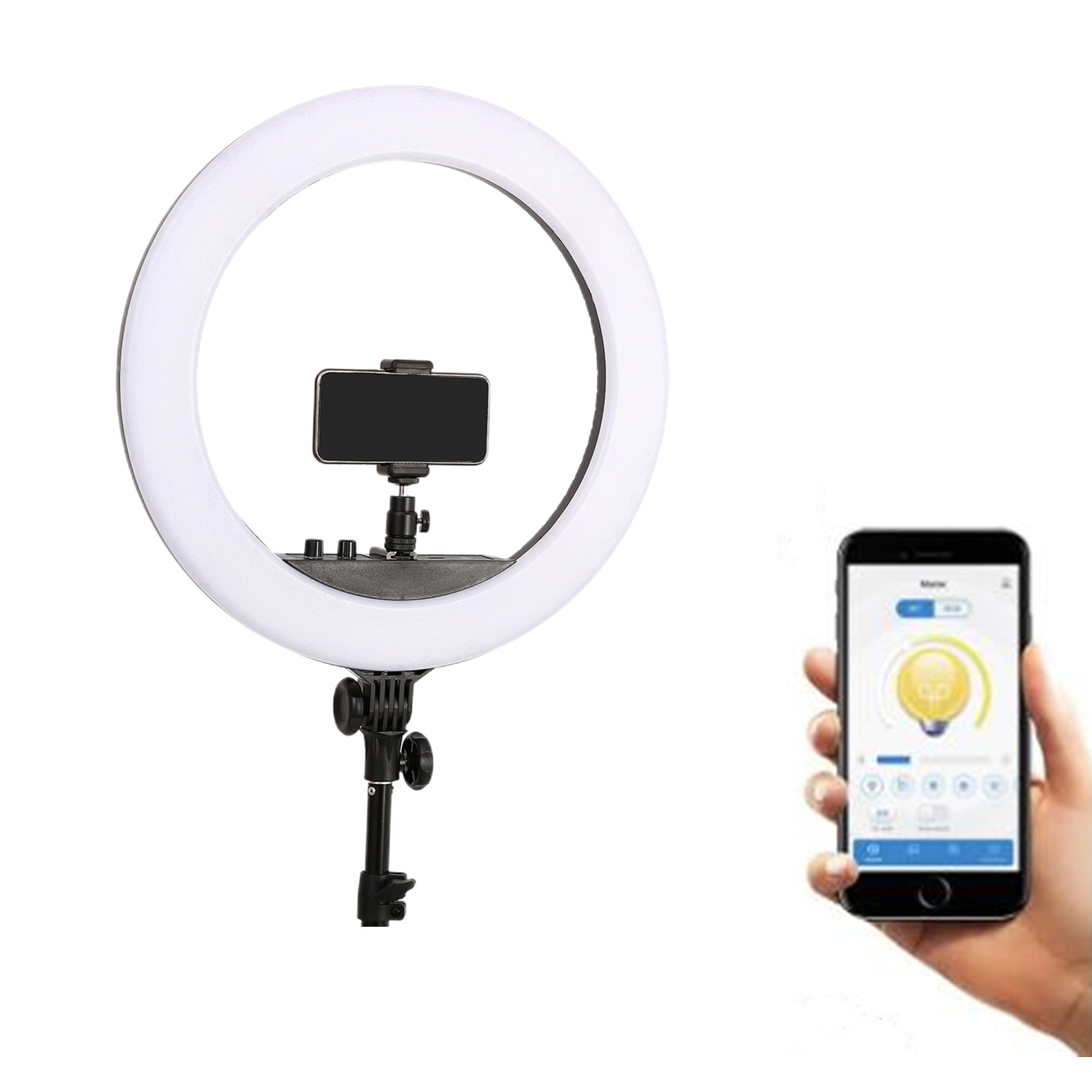 三脚と45cmのリングライトを備えたLEDリングライト,プロ - Ring Light 18 Inch Studio のレビューと価格