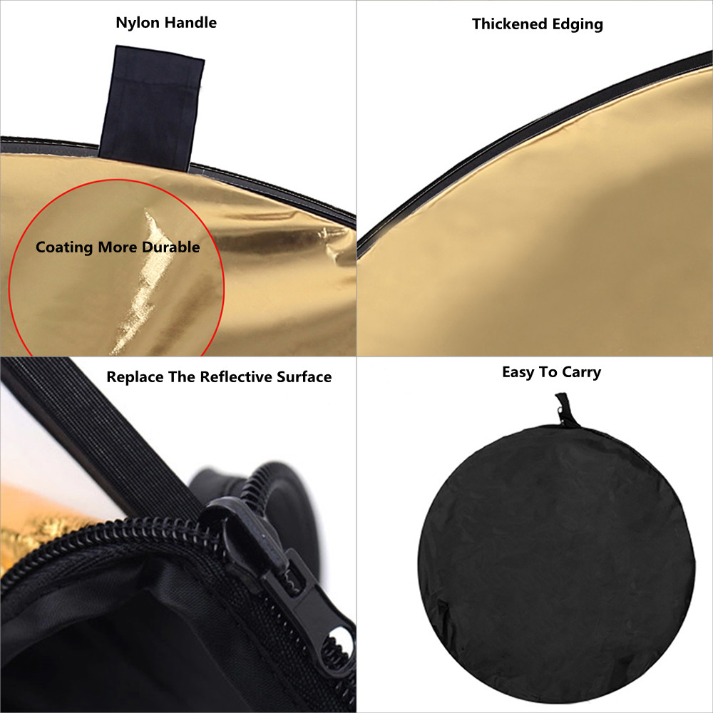 写真撮影用の5-in-1ポータブル反射板,110/80/60 - Reflector 5 In 1 110Cm のレビューと価格