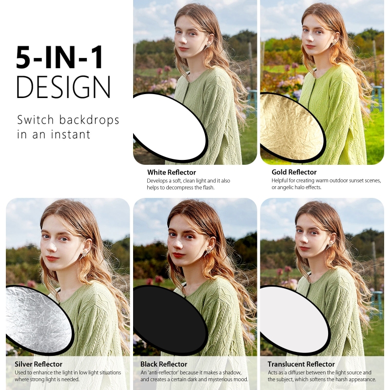 PULUZ 5 色 1 写真撮影用リフレクターボード 60  - Reflector 5 In 1 110Cm のレビューと価格
