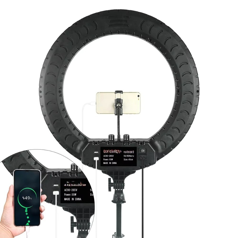 18インチリングライト、三脚スタンド付き、ライブビデオ、美容 - Ring Light 18 Inch Studio のレビューと価格
