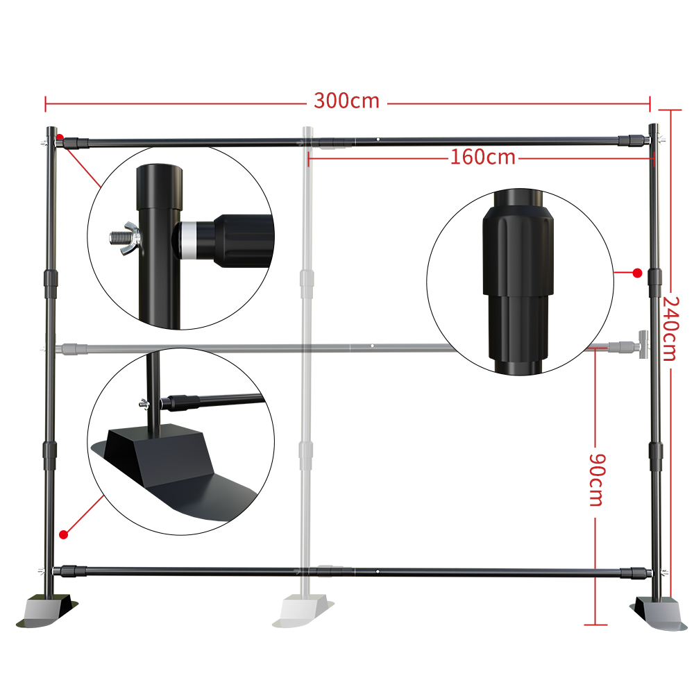 2.4x3M 多用途ヘビーデューティーバックドロップスタンド - Photography Backdrop Stand Kit のレビューと価格