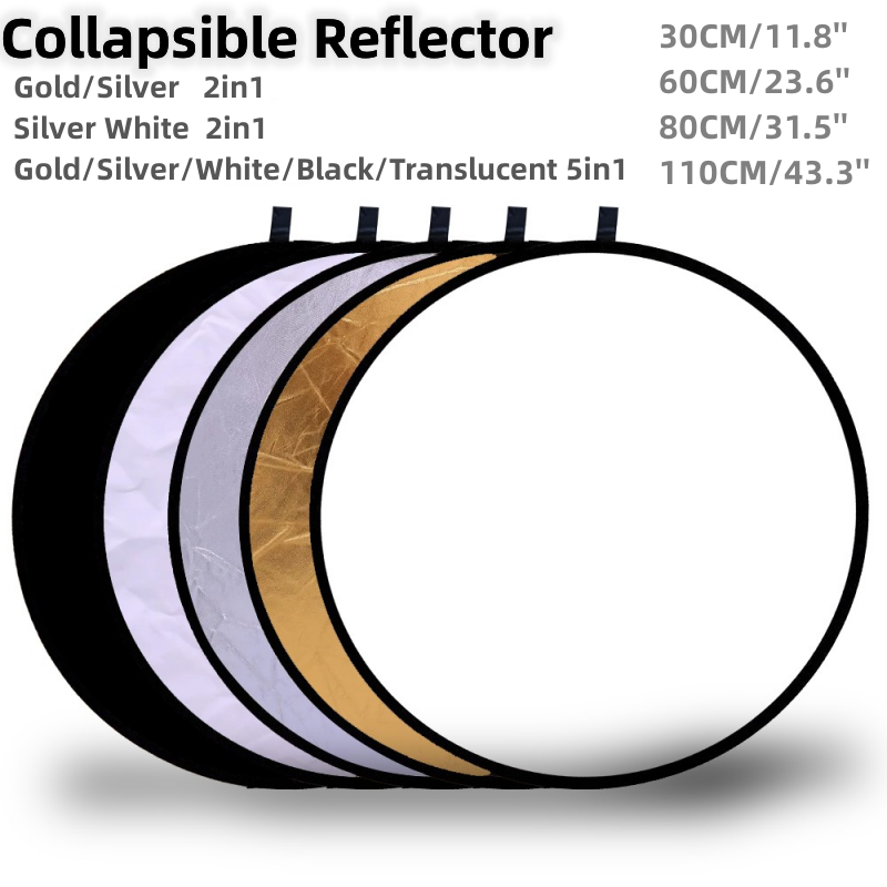 折りたたみ式丸型写真リフレクター,フォトスタジオ,屋外光ディ - Reflector 5 In 1 110Cm のレビューと価格