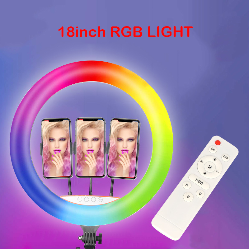18インチRGBリングライトUSB充電式セルフィーLEDビデ - Ring Light 18 Inch Studio のレビューと価格