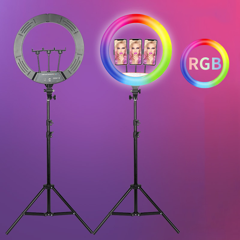 18インチRGBリングライトUSB充電式セルフィーLEDビデ - Ring Light 18 Inch Studio のレビューと価格