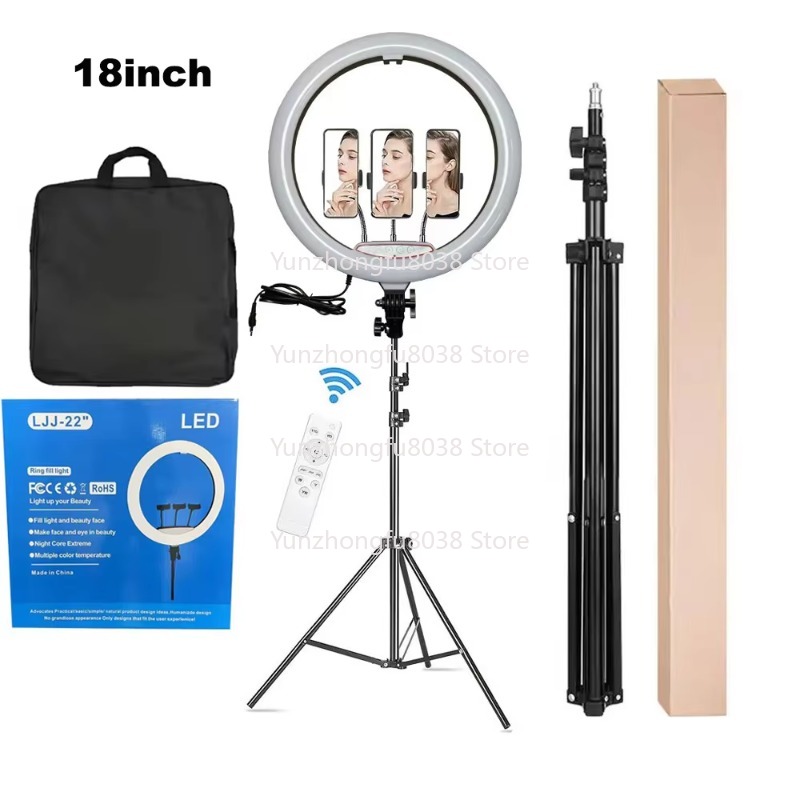 18インチのポータブル三脚照明キット、調光可能なLEDリング - Ring Light 18 Inch Studio のレビューと価格