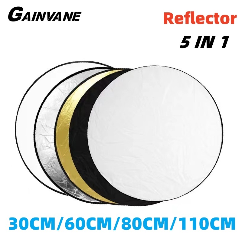 Gainvane-ポータブル写真リフレクター,円形,折りたた - Reflector 5 In 1 110Cm のレビューと価格