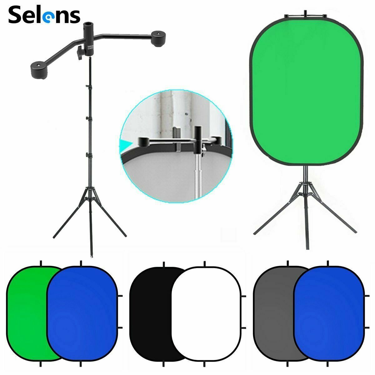 Selens リフレクタークリップ写真撮影クロマキー背景磁気 - Photography Backdrop Stand Kit のレビューと価格